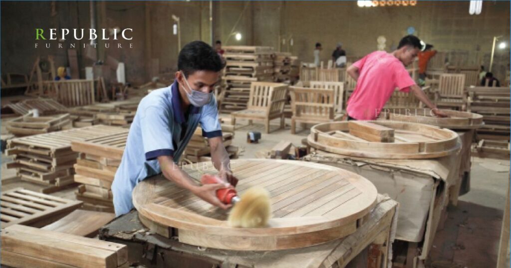 step 6 of teak furniture manufacturing process in republic furniture