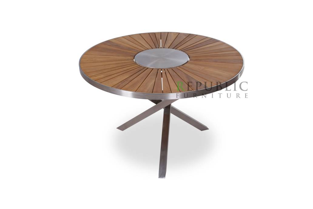 Teak Wood Outdoor Rounded Dining Table Sean