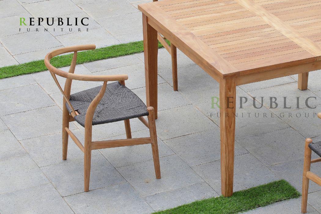 teak wood outdoor dining furniture set auckland dining detail 3