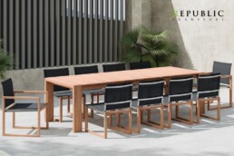 teak outdoor dining table for 10 kosa dining set