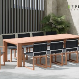 teak outdoor dining table for 10 kosa dining set