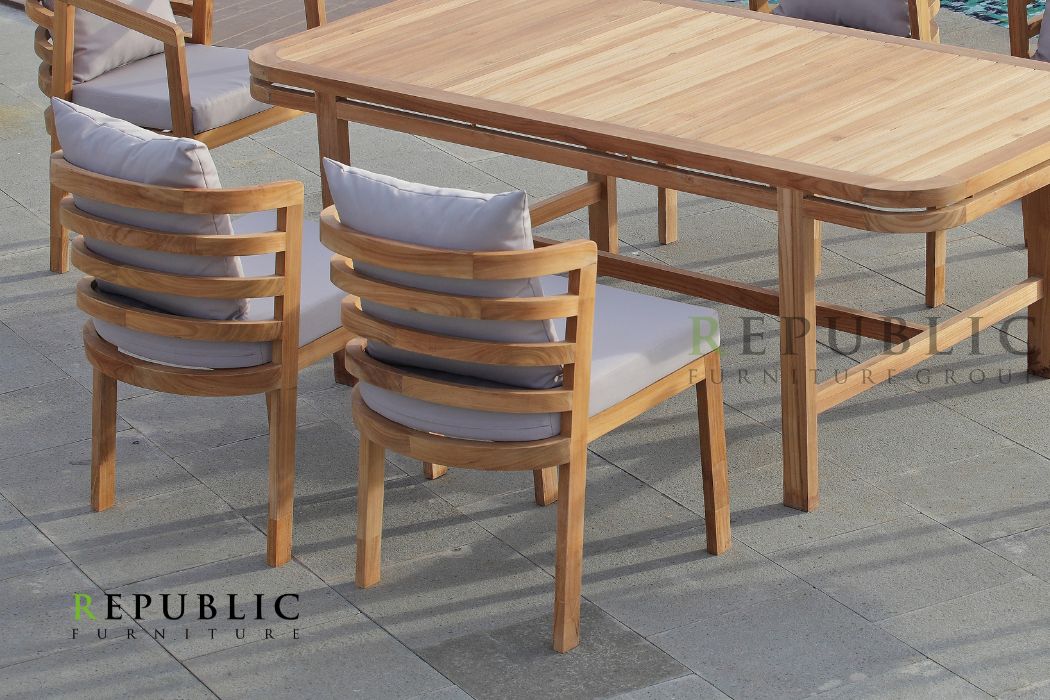 teak dining chairs set of 6 vista dining set back view