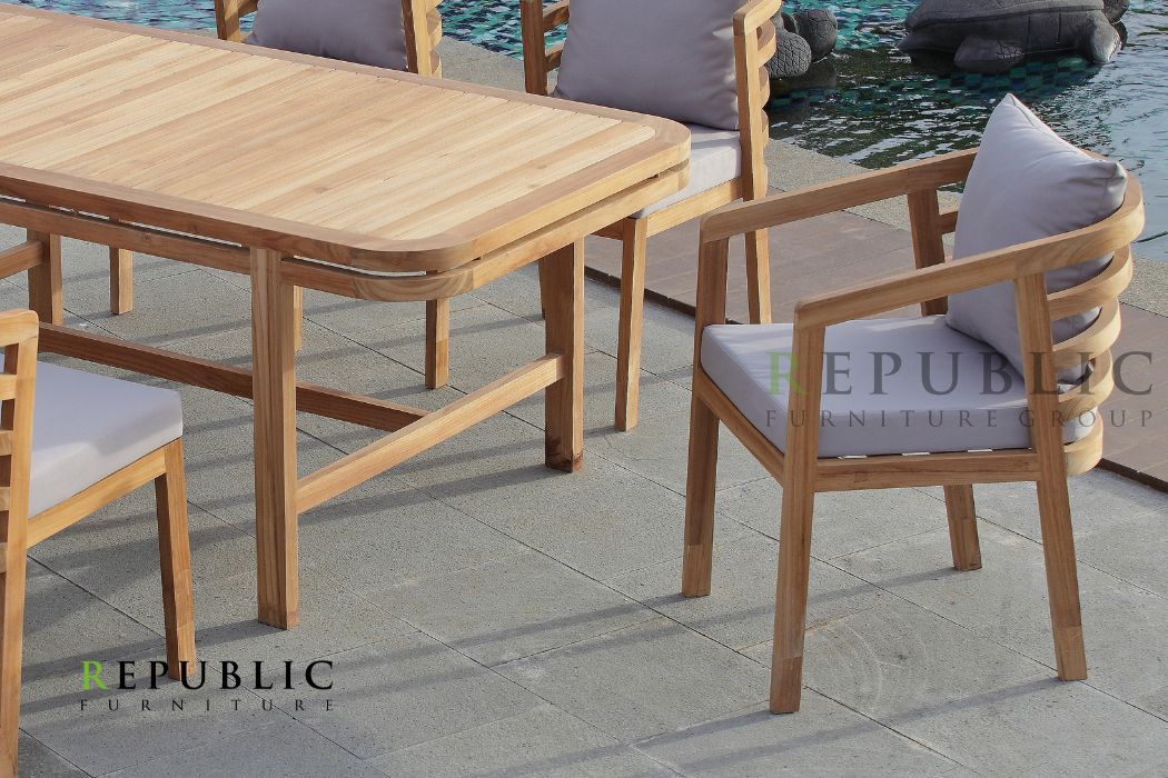 teak dining chairs set of 6 vista dining set front view