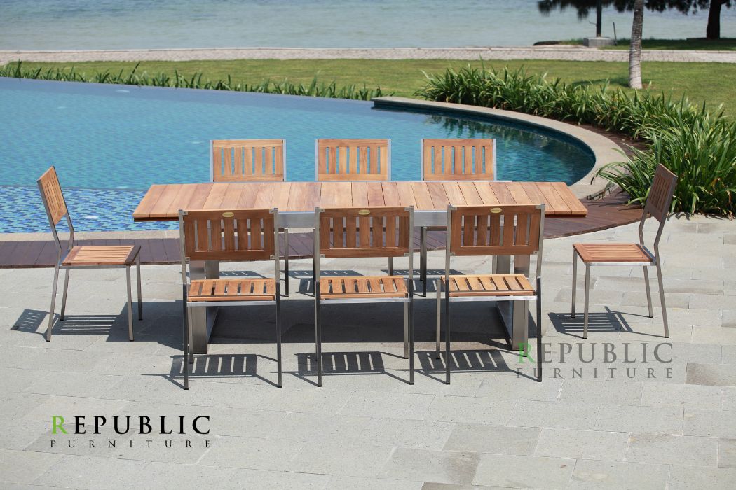 teak outdoor dining set for 8 pittsburg